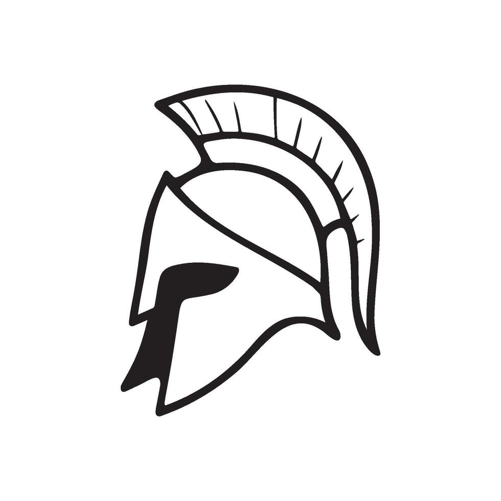 Illustration of simple doodle spartan warrior helmet vector