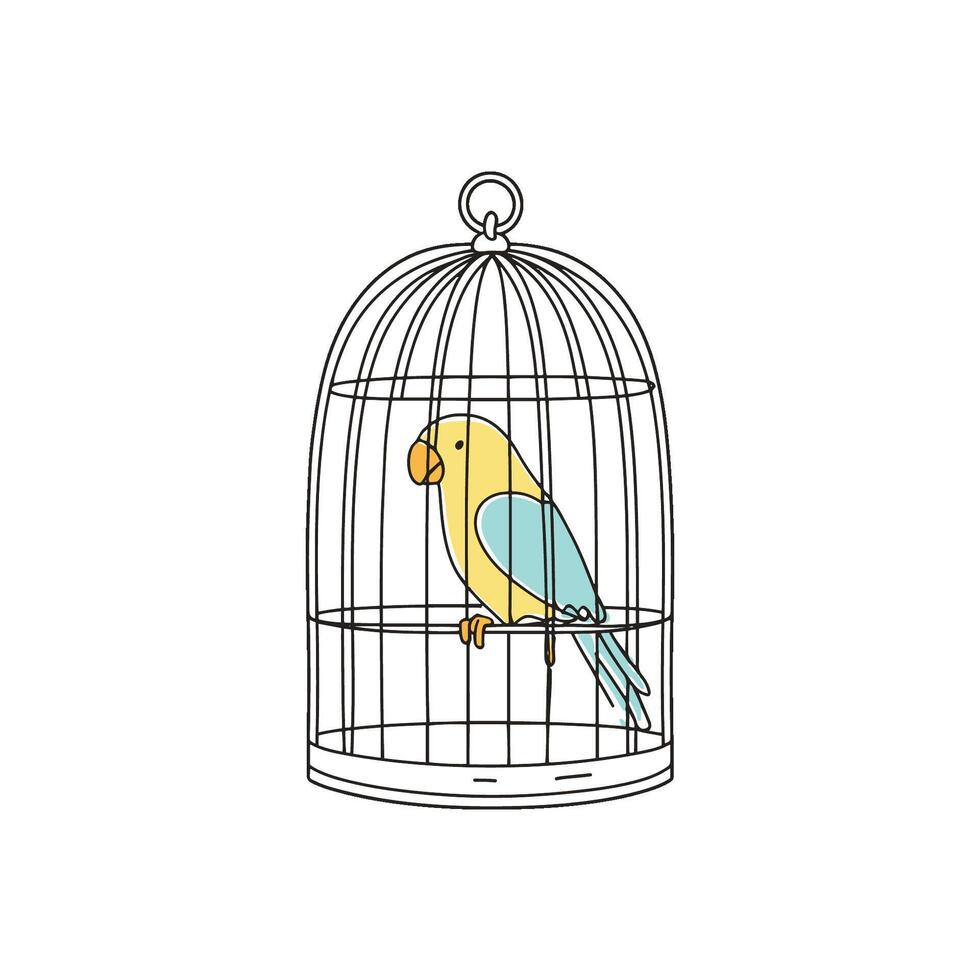 Illustration of simple parrot in a cage vector
