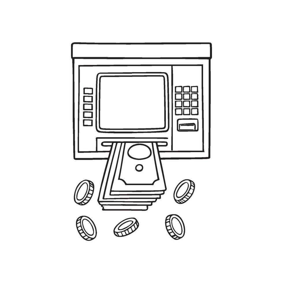 Illustration of money comes out of the ATM machine vector