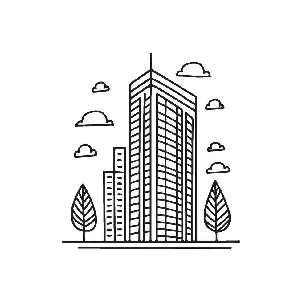 Illustration Modern skyscraper with glass facade vector