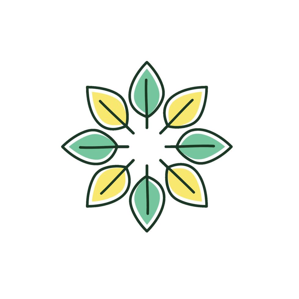 Illustration leaf logos arranged in a circle. simple but still modern and elegant vector