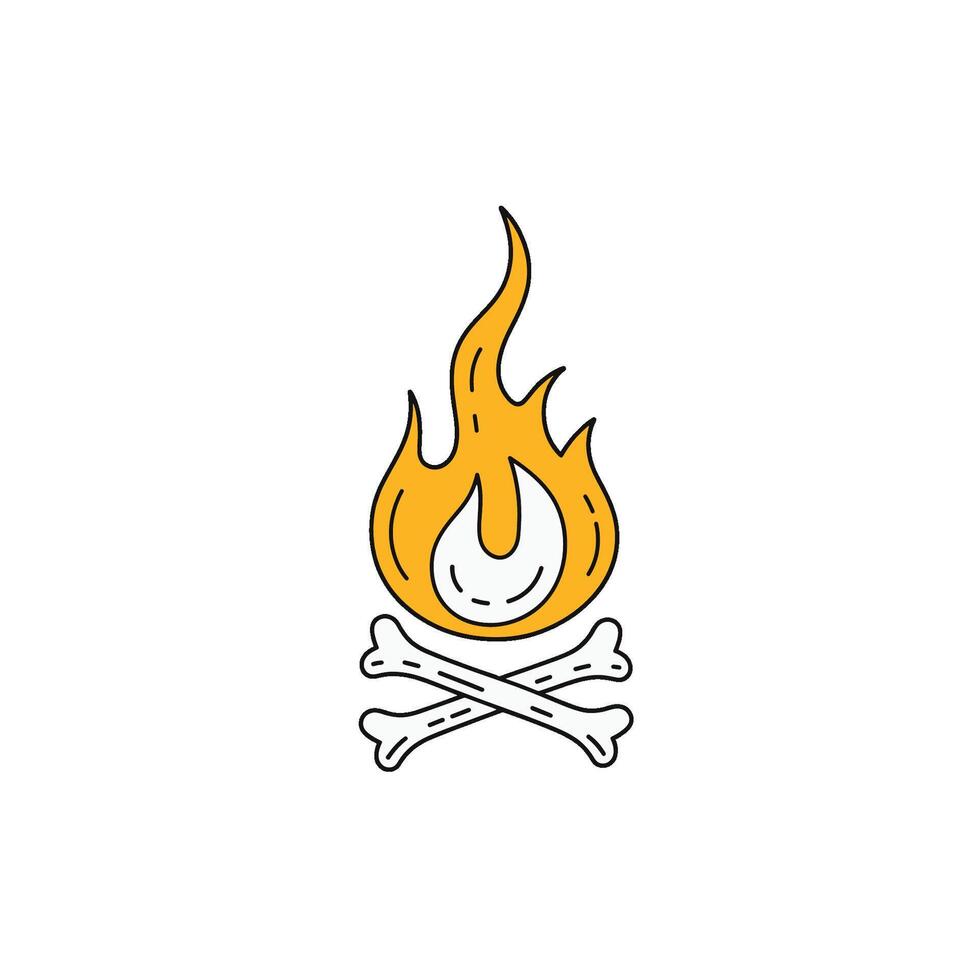 Illustration of camp fire with bone instead wood vector