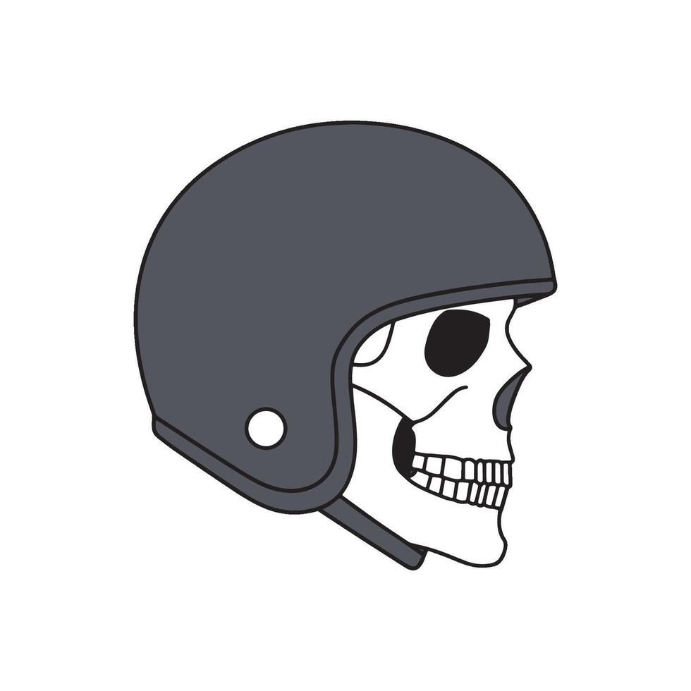 Illustration of cute skull head wear half face helmet vector