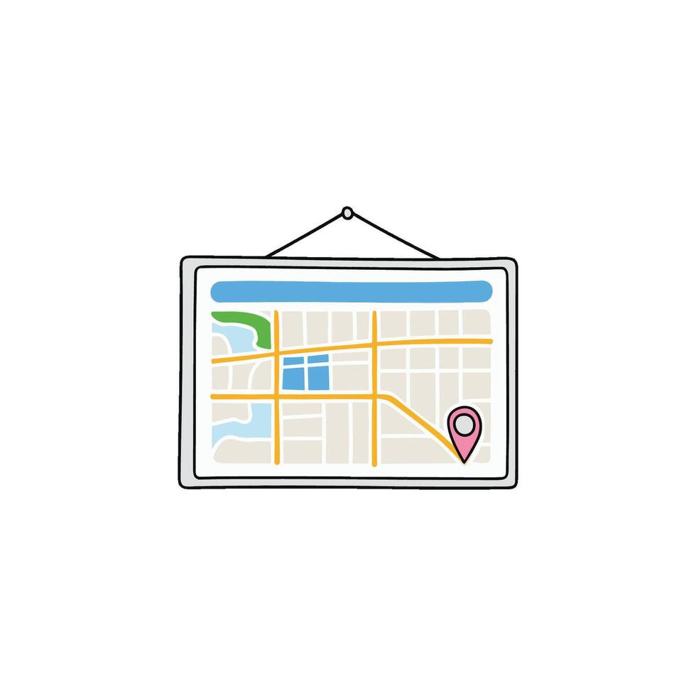 Illustration of Destination map displayed on the wall vector