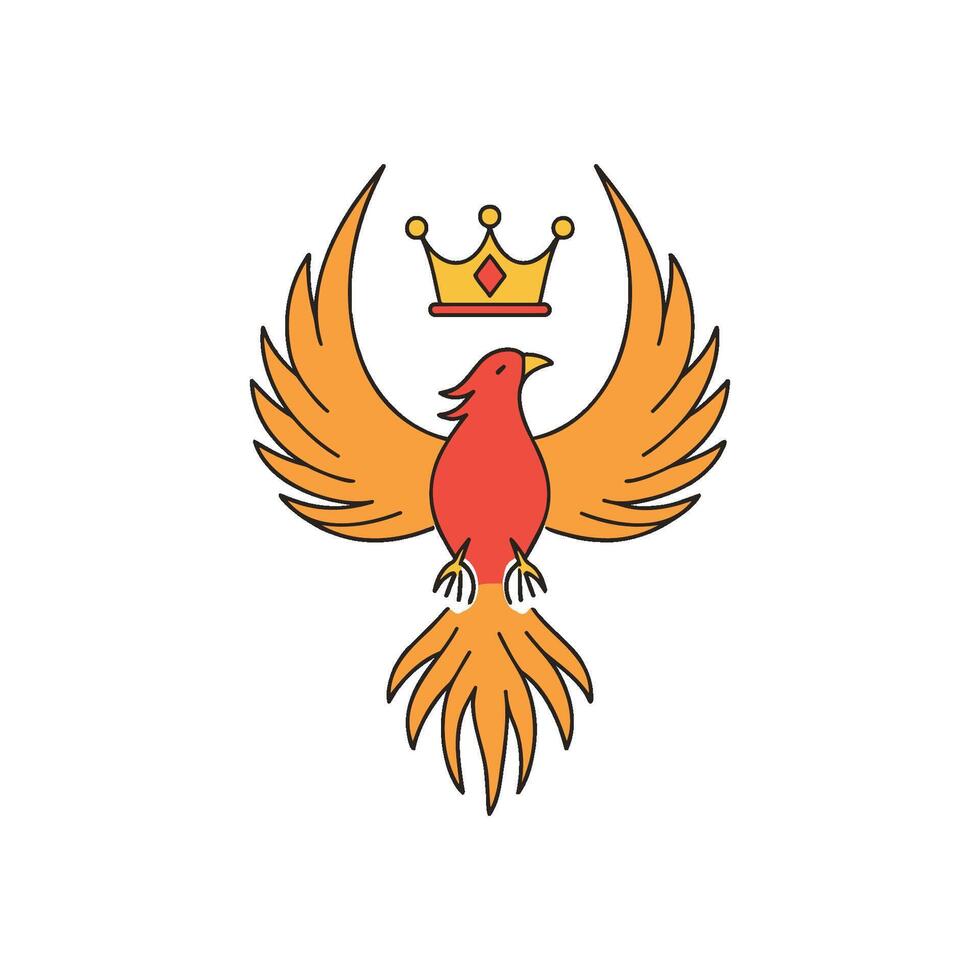 Illustration of Crown with flames on the phoenix vector