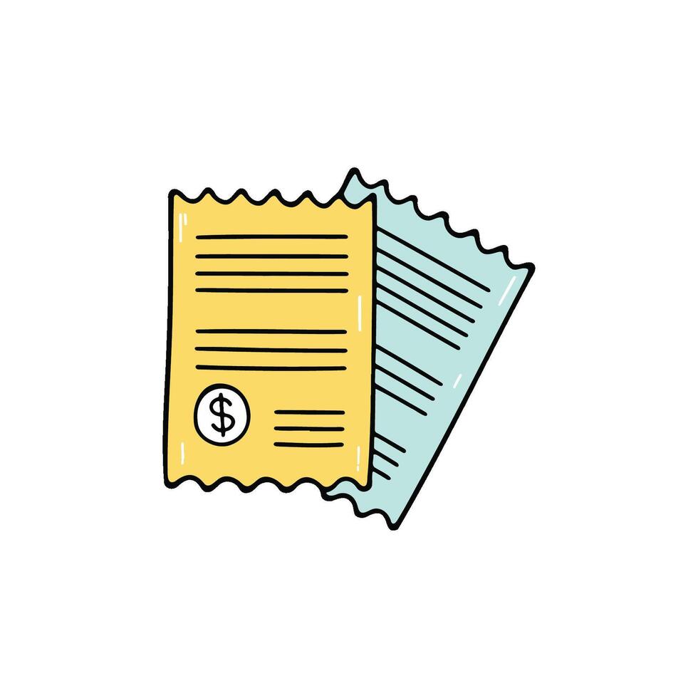 Illustration of Purchase receipts on the table vector