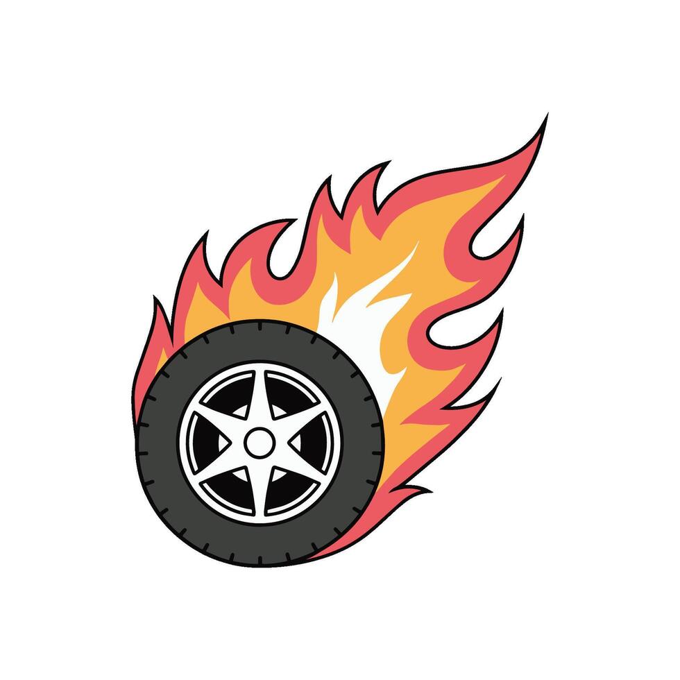 Illustration of race car tire flame fire vector