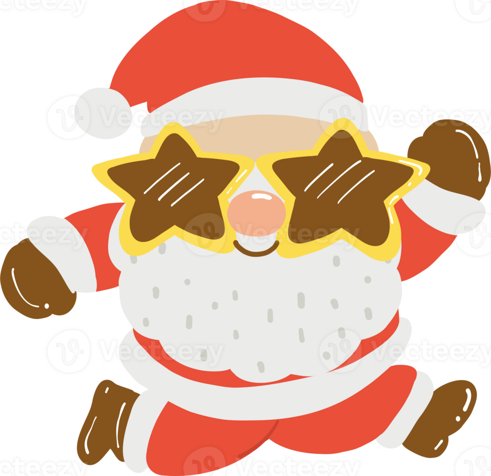 Groovy Retro Santa Standing Character Illustration png