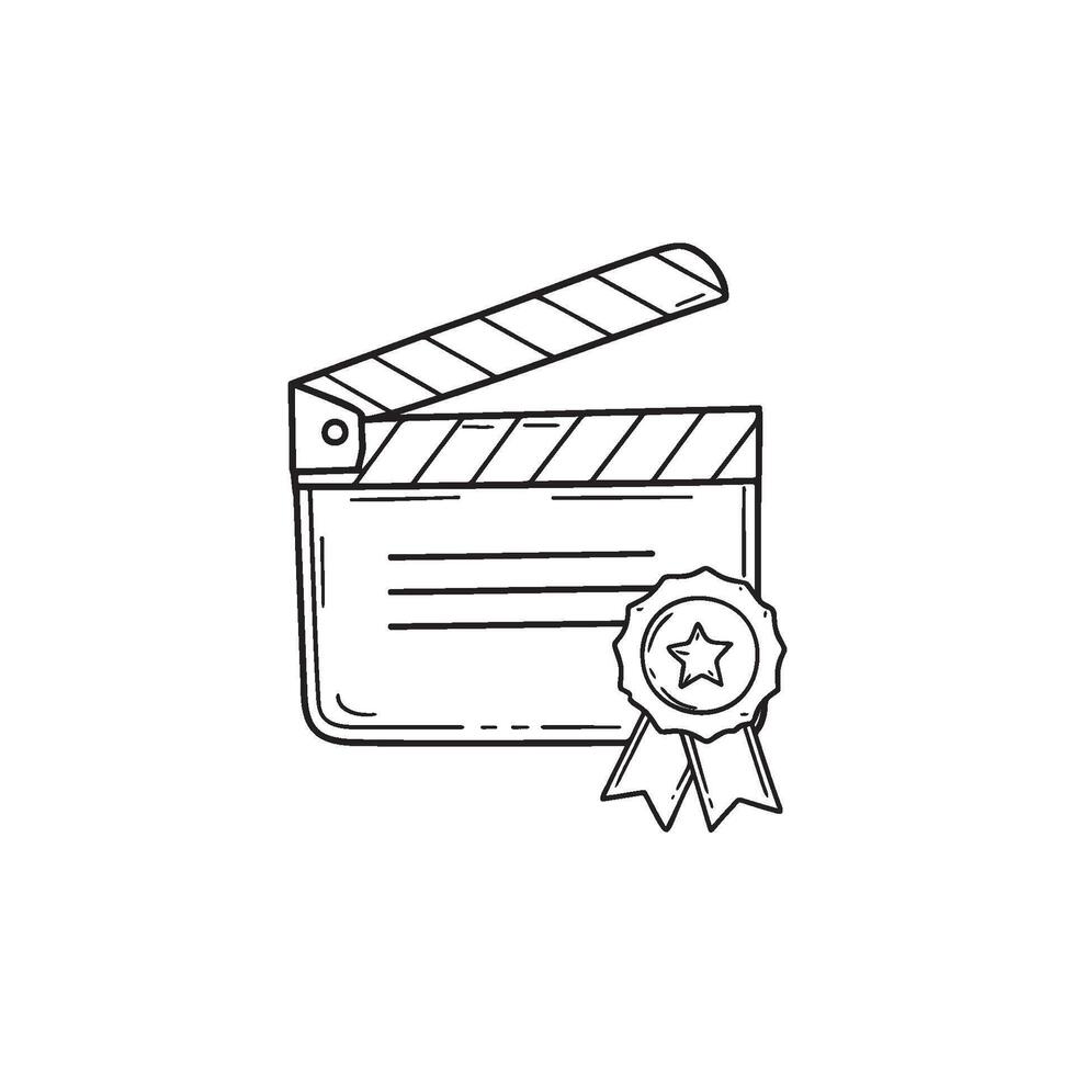 Illustration of a movie clapper board with award badge vector