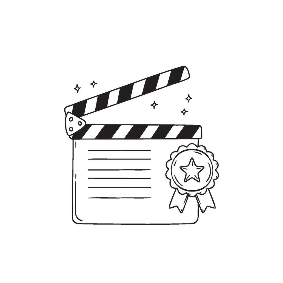 Illustration of a movie clapper board with award badge vector