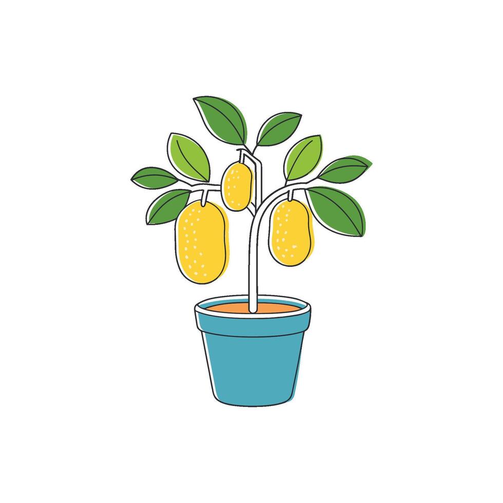 simple illustration of a jackfruit tree in a pot vector