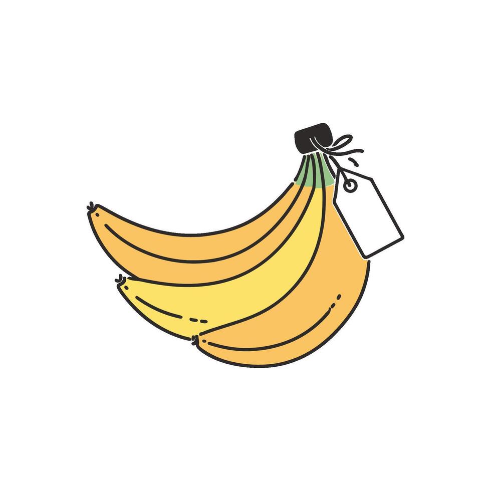 simple illustration a banana with promotion discount tag vector