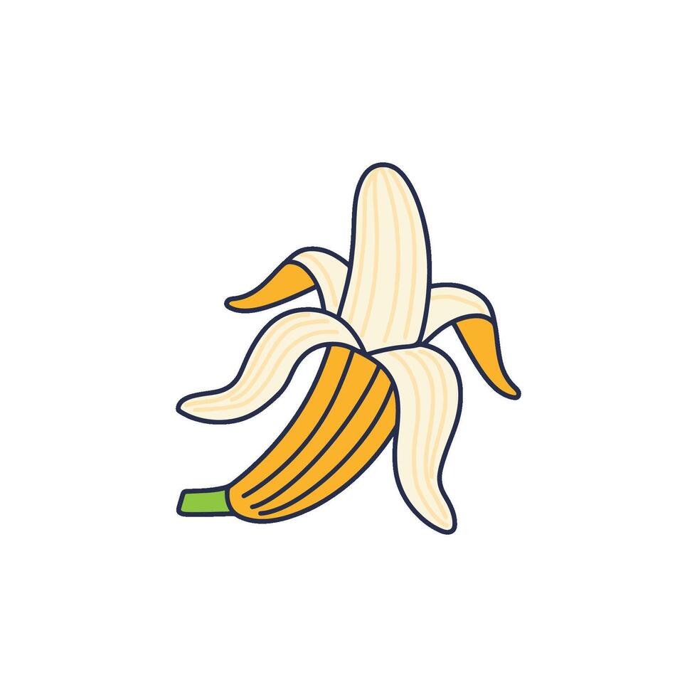 simple illustration a half peeled banana vector