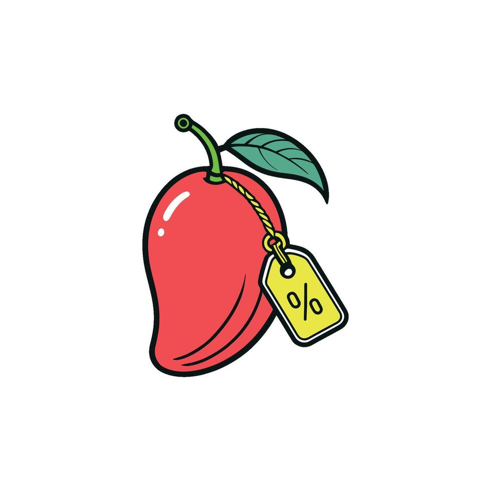 simple illustration of a mango fruit with a discount label vector