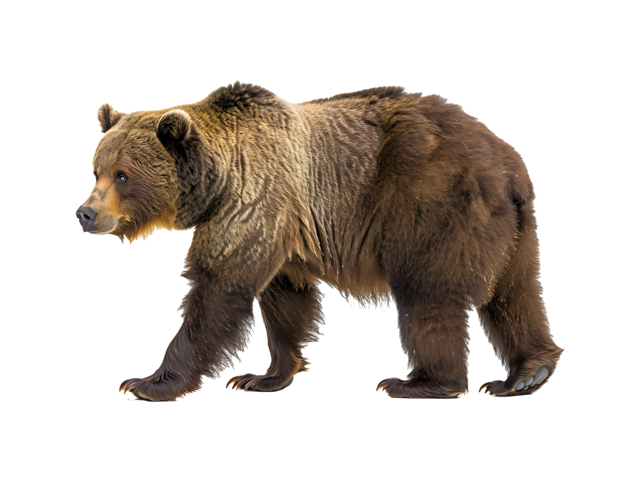 Brown bear walking, isolated on a transparent background png