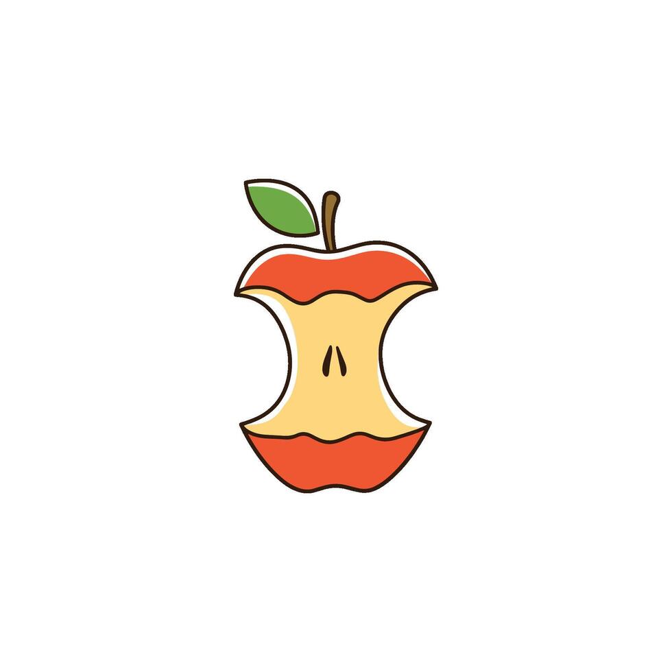 simple illustration an apple core that has been eaten vector