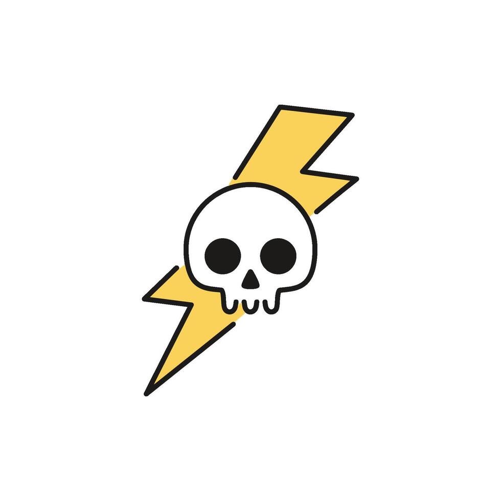 simple illustration of skull head with thunder symbol vector