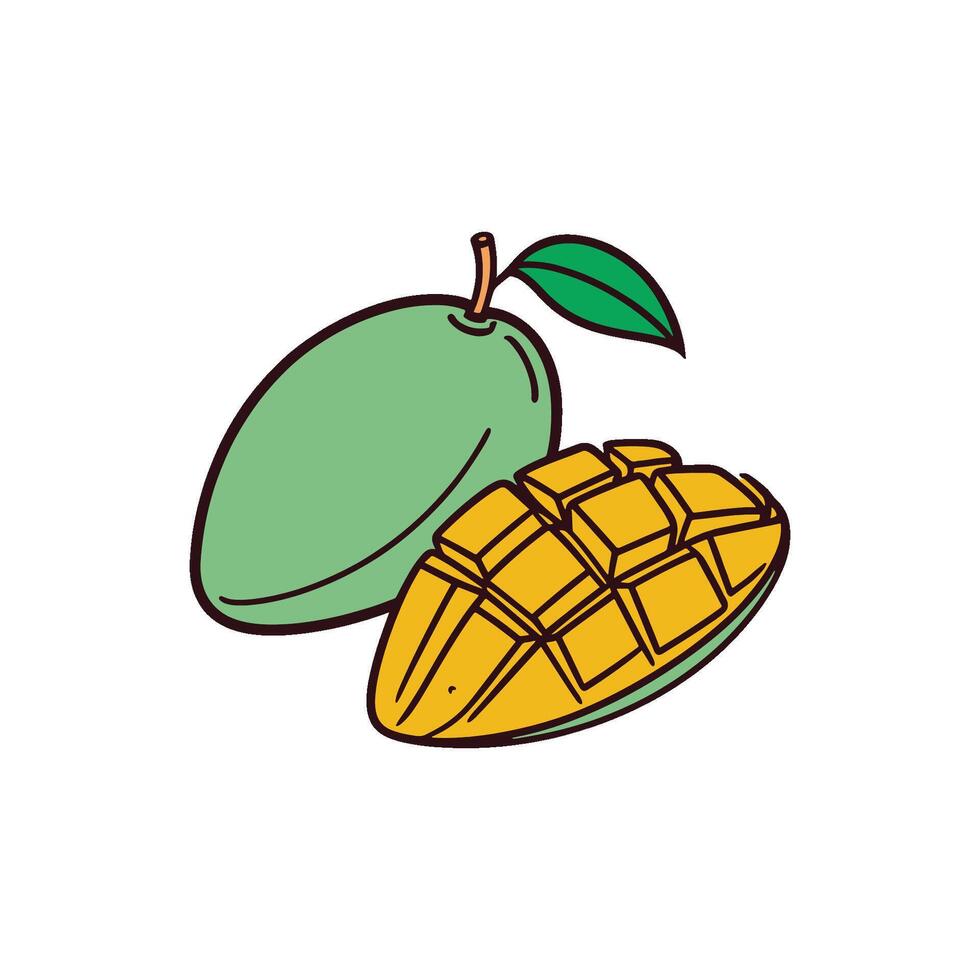 simple illustration a sliced mango fruit vector