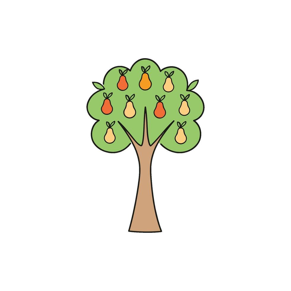 simple illustration of avocado tree vector