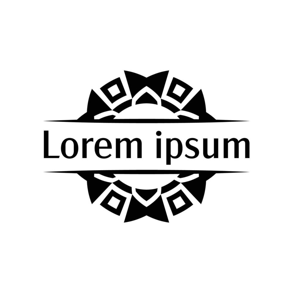 Ornate circular emblem badge template with flower petal layers vector