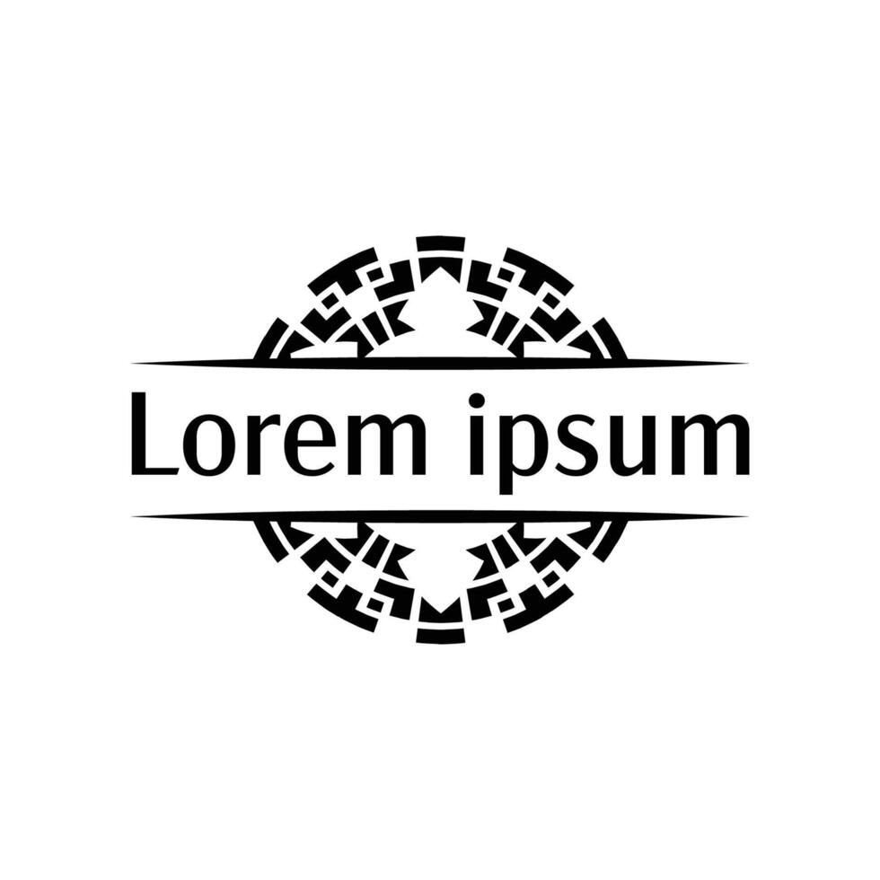 Bold geometric emblem badge template with sharp decorative lines vector