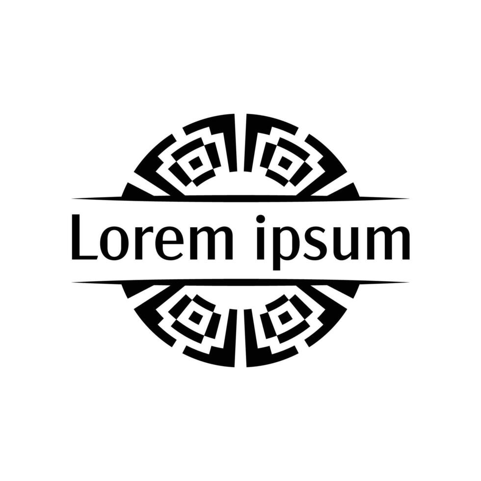 Tribal badge emblem template with sharp symmetrical patterns vector