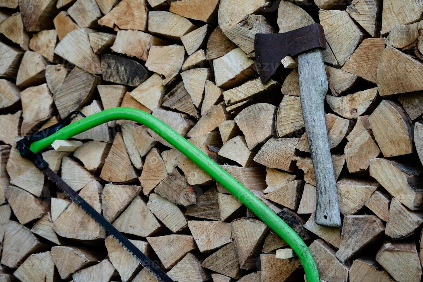 a stack of fire wood photo