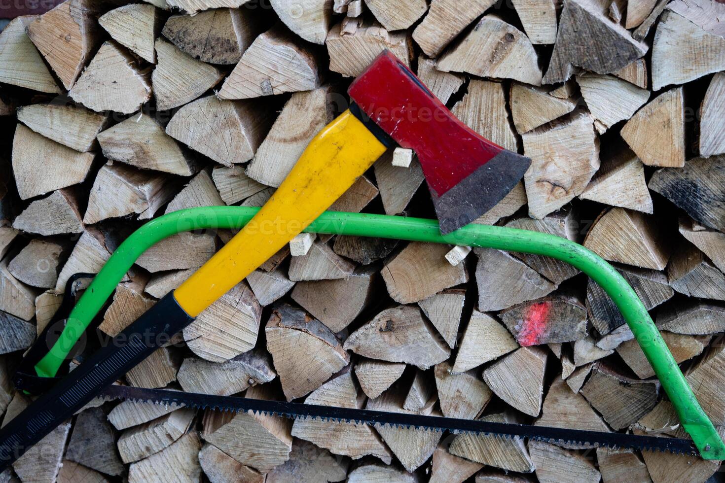 a stack of fire wood photo