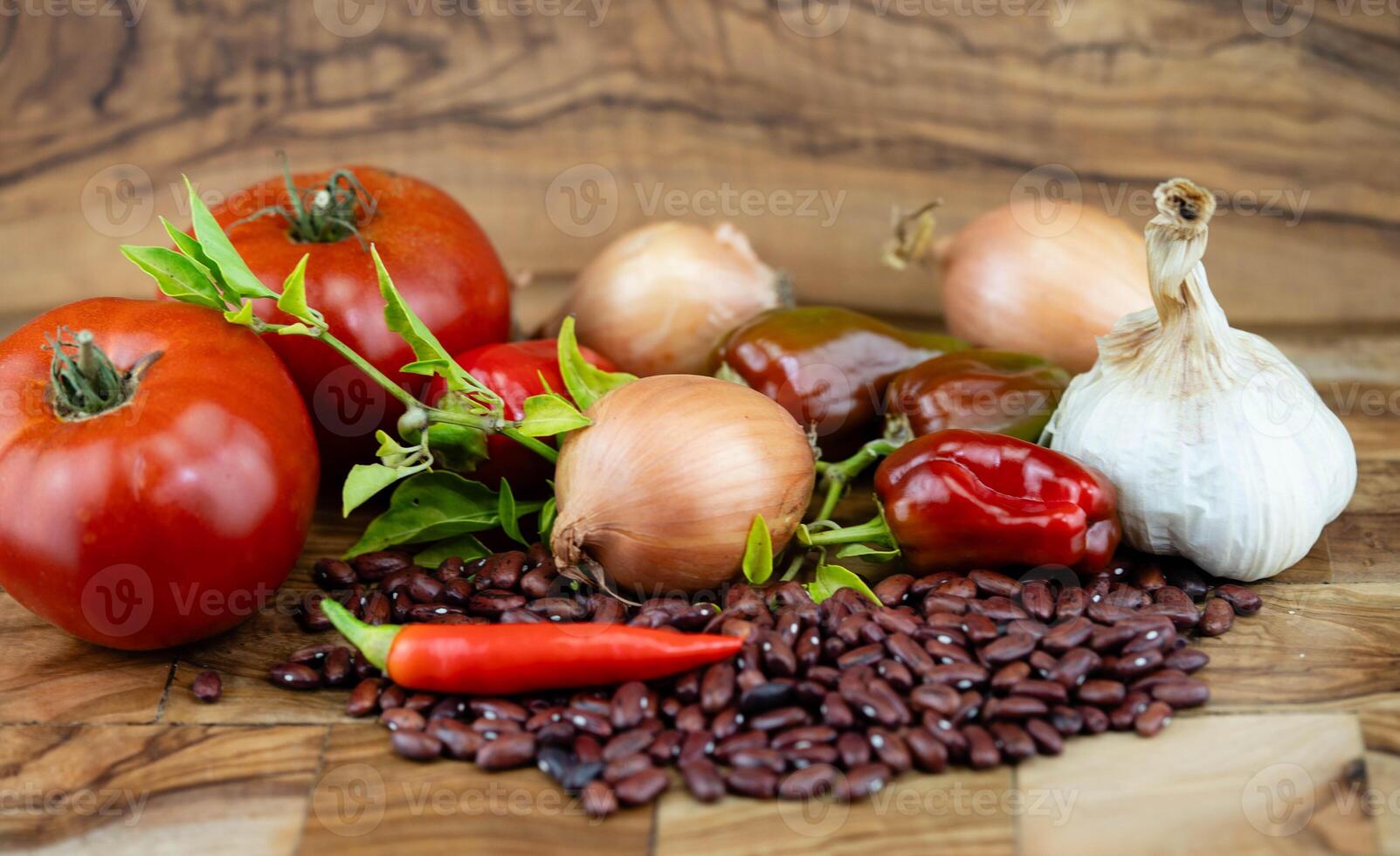 Ingredients for a spicy fruity chilli con carne photo