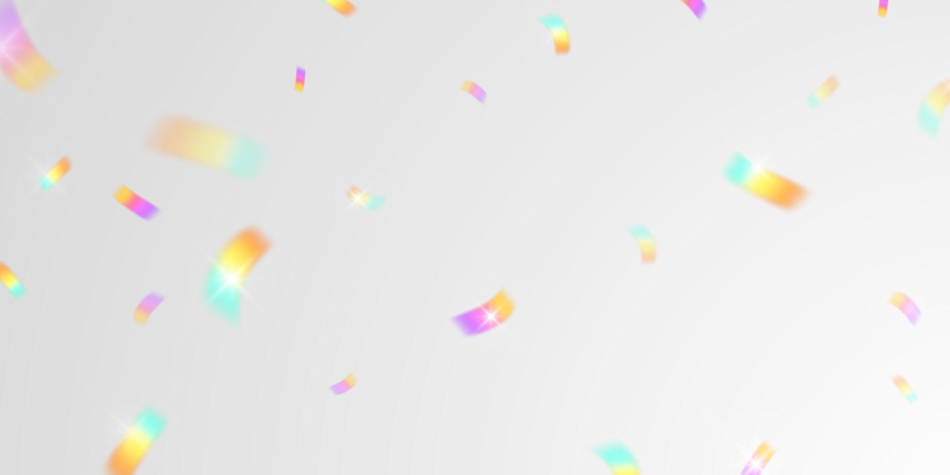 Multicolored light effect and zigzag ribbons falling from above on streamer, tinsel vector