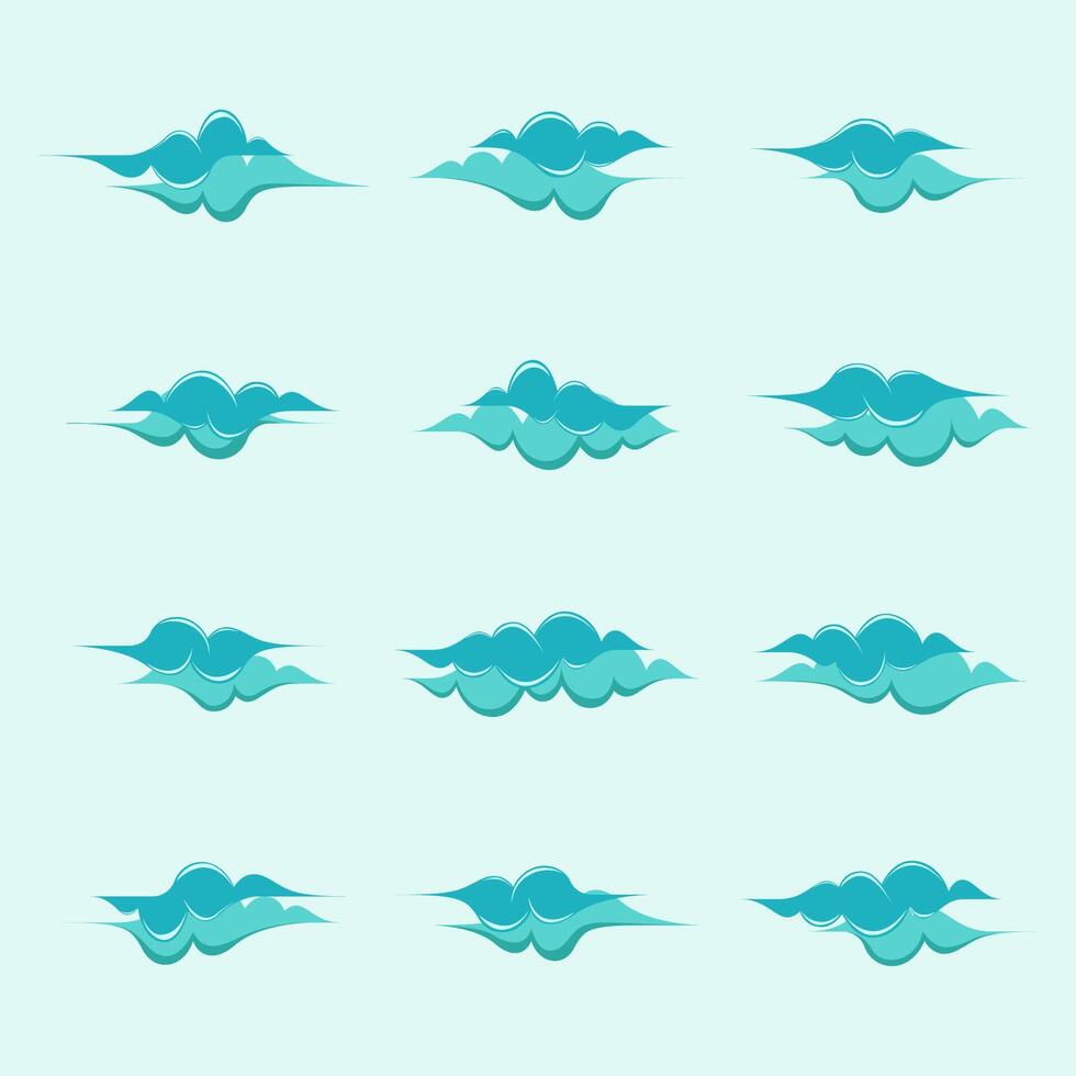 Set of cloud logo illustration on isolated background, hand drawn Chinese cloud logo illustration design. Exclusive collection of cloud logo creative style vector