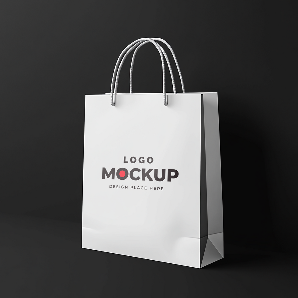 Paper bag on white background. Mockup for design psd