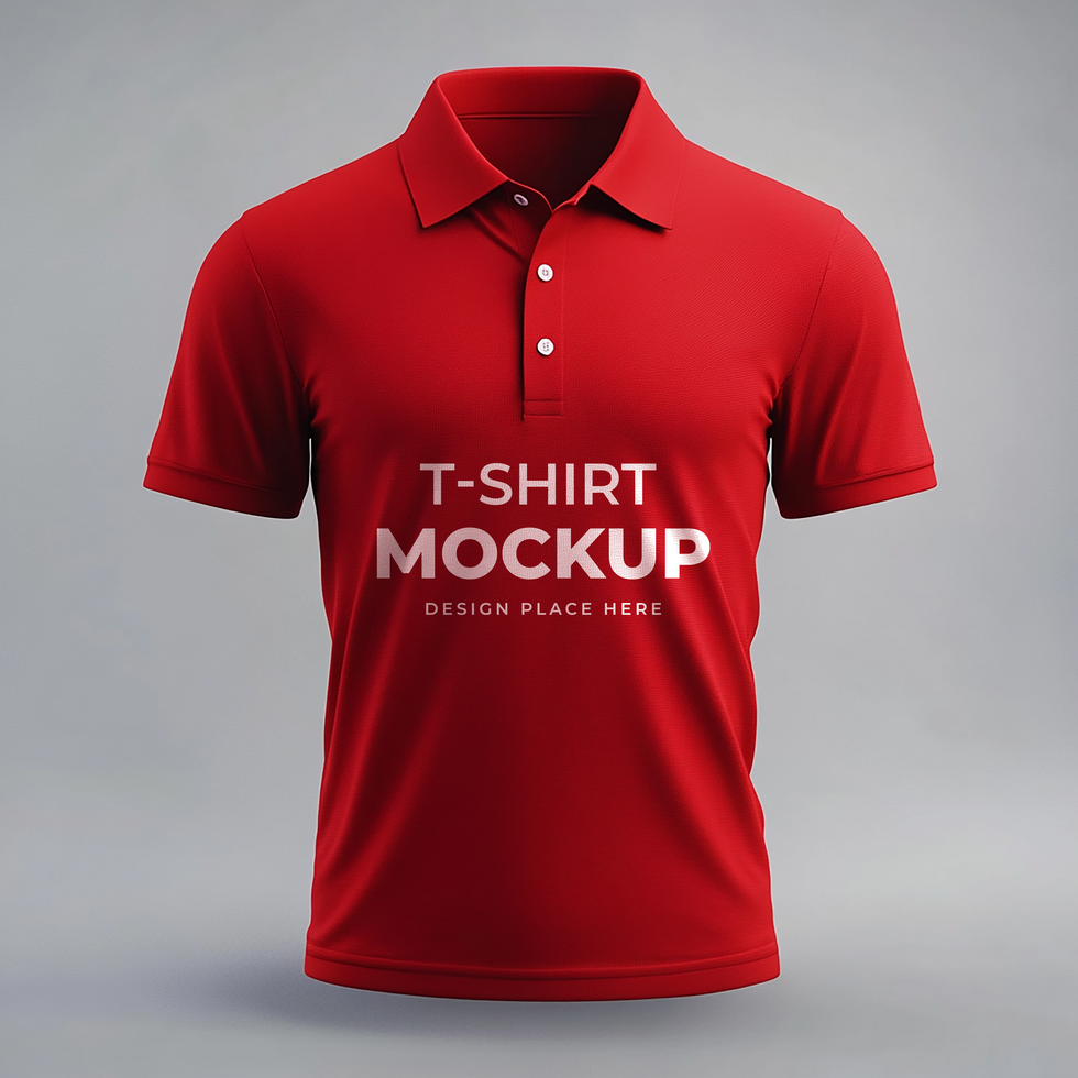 Front red polo shirt mockup psd