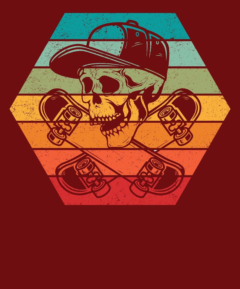 Skate board t shirt design groovy style, grunge effect, vintage, retro, sk8 sports t-shirt design, ready to ride. vector