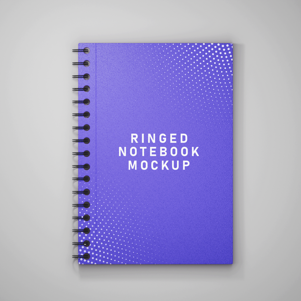 Realstic violet Color ringed notebook mockup psd