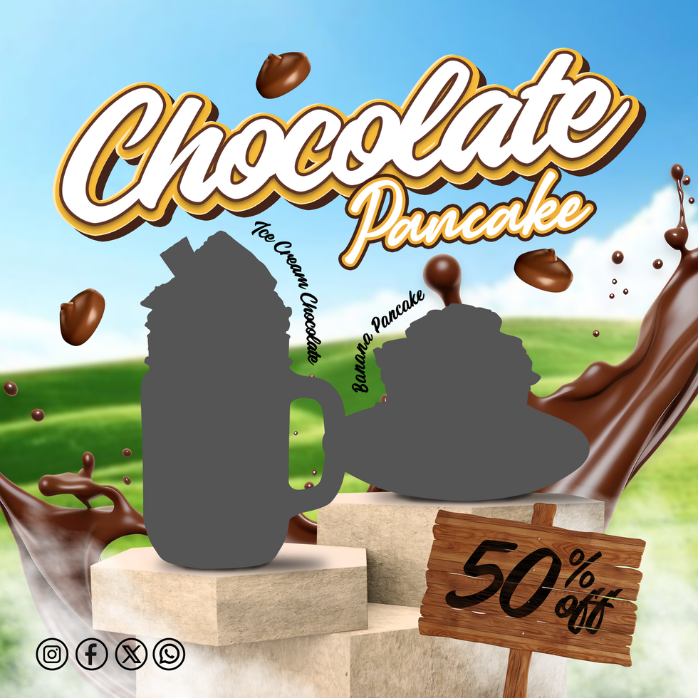 Chocolate drink with pancake social media banner template psd