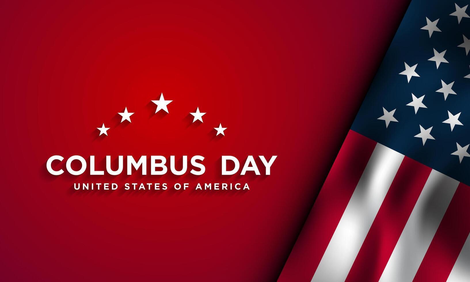 Columbus Day Background Design with American flag on red background. vector