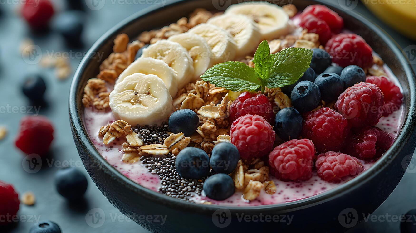 Healthy breakfast is very important because it keeps you energized all the day. This image can be used in advertisements or on social media to promote healthy and balanced diet in your daily life. photo