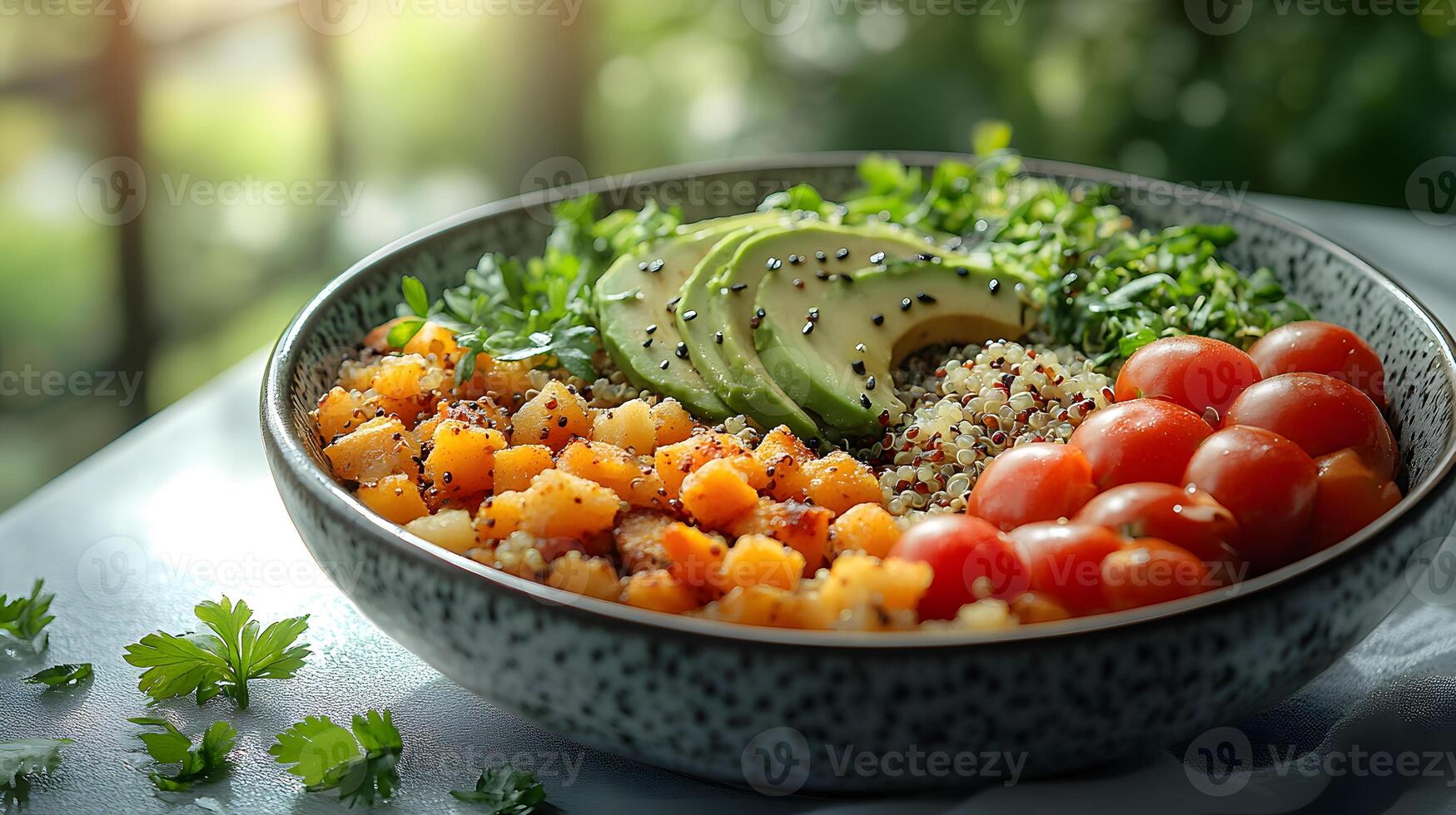 Healthy breakfast is very important because it keeps you energized all the day. This image can be used in advertisements or on social media to promote healthy and balanced diet in your daily life. photo