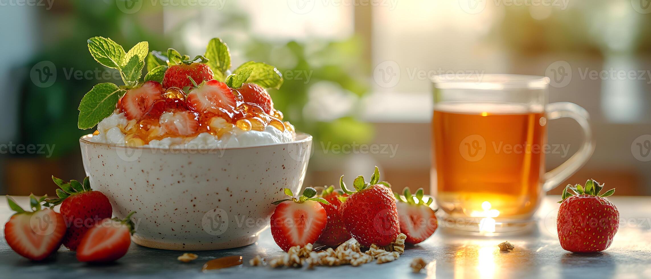 Healthy breakfast is very important because it keeps you energized all the day. This image can be used in advertisements or on social media to promote healthy and balanced diet in your daily life. photo