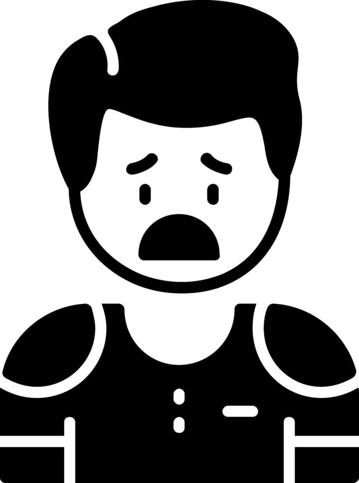 a black and white icon of a man with a sad face vector