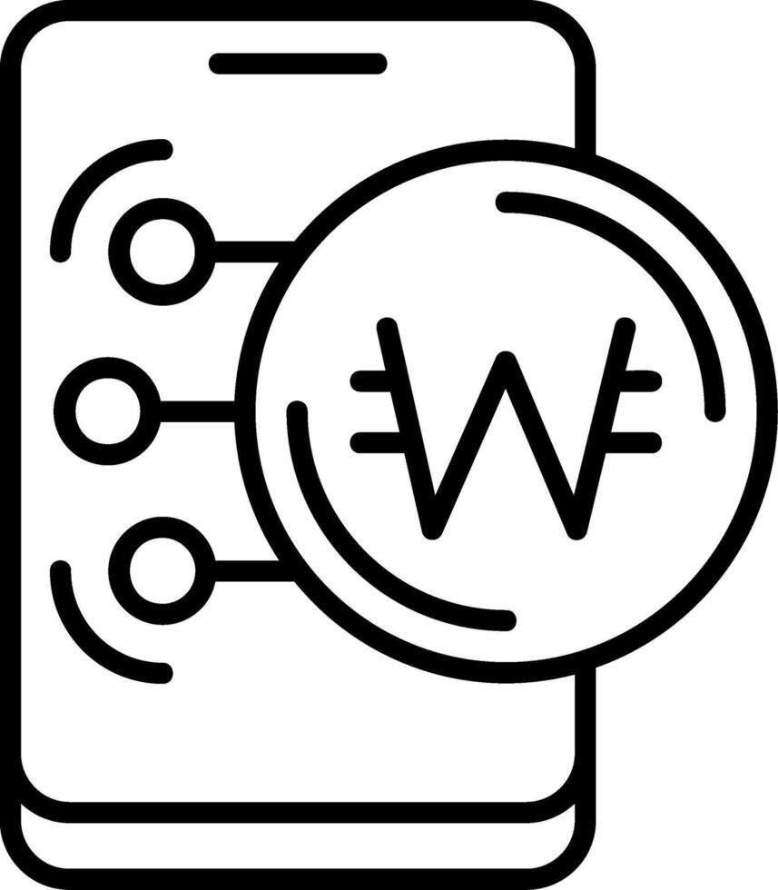 South Korean Won Icon Design Symbpl vector