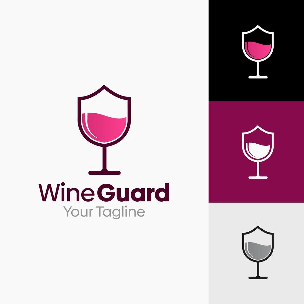Illustration Graphic Logo of Wine Guard. Merging Concepts of a glass of wine and Shield Shape. Good for business, startup, company logo vector
