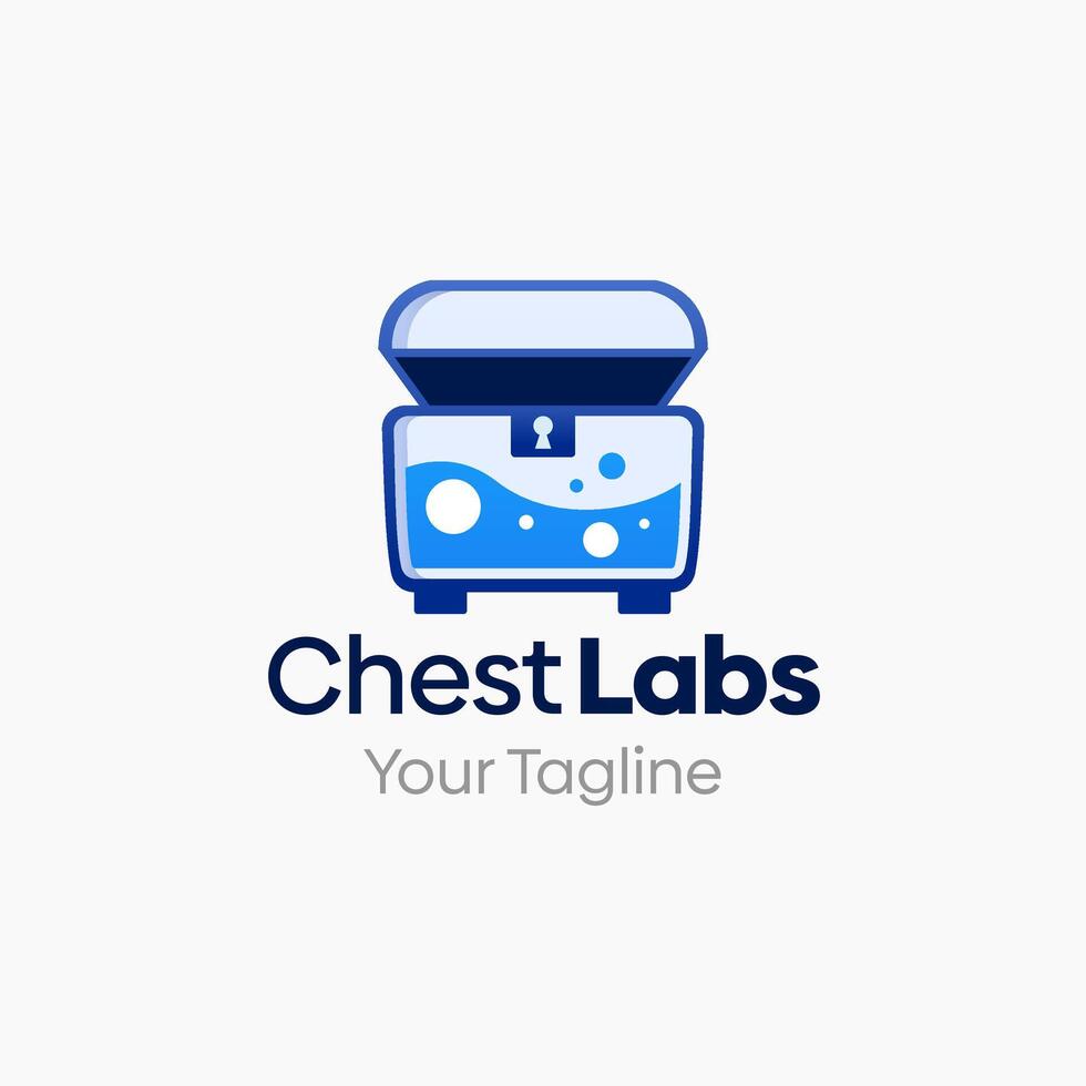 Illustration Graphic Logo of Chest labs. Merging Concepts of a Treasure Box and Labs. Good for research center, game industry, agency and etc vector