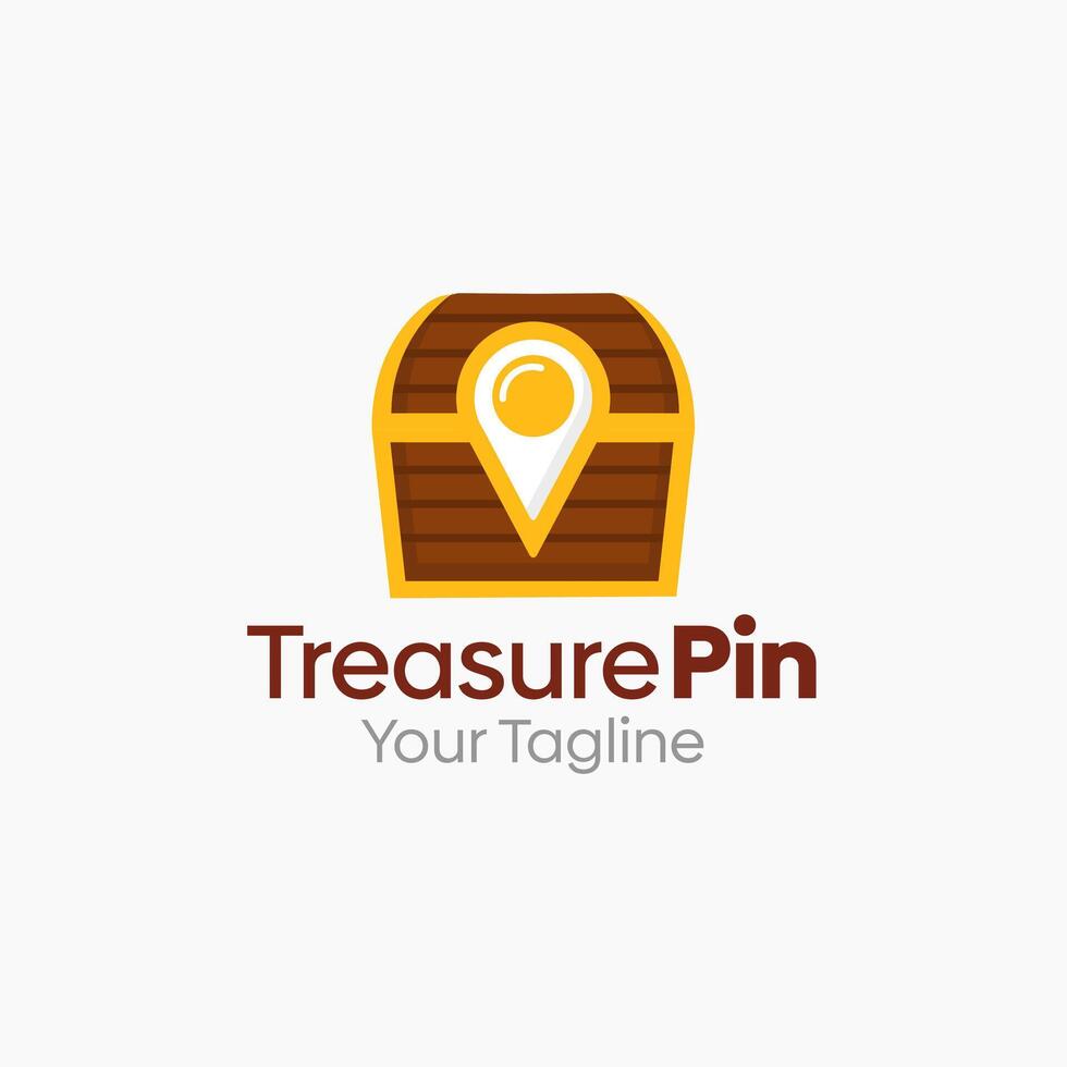 Illustration Graphic Logo of treasure pin. Merging Concepts of a Treasure Box and Mark Point Shape. Good for research center, game industry, agency and etc vector