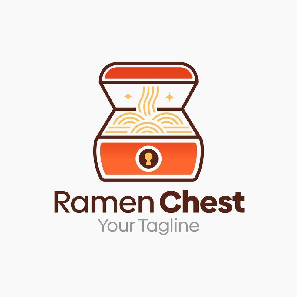 Illustration Graphic Logo of Ramen Chest. Merging Concepts of a Treasure Box and Ramen Noodle Shape. Good for research center, Restaurant, Food Delivery, agency and etc vector