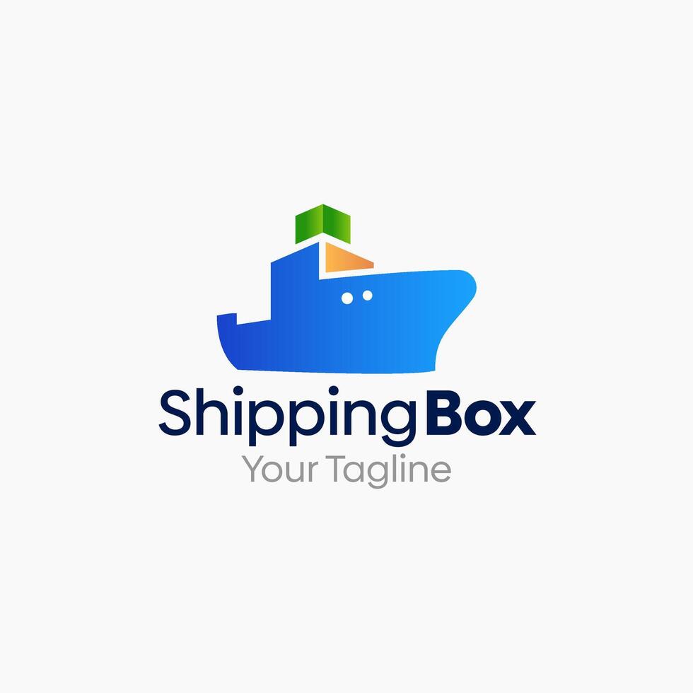 Illustration Graphic Logo of Shiping Box. Merging Concepts of a Ship and Box Shape. Good for Cargo industry, transportation and etc vector