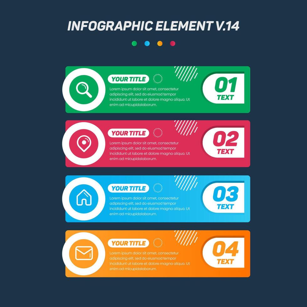 Colorful Infographic elements V.14. Can be used for steps, options, business processes, workflow, diagram, flowchart concept, timeline, marketing icons, Layout, banner, and etc. vector