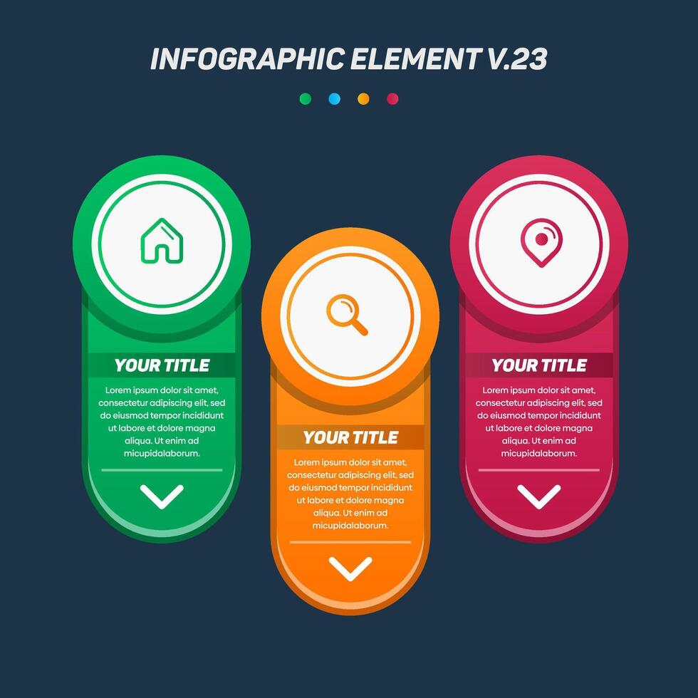 Colorful Infographic elements V.23. Can be used for steps, options, business processes, workflow, diagram, flowchart concept, timeline, marketing icons, Layout, banner, and etc. vector