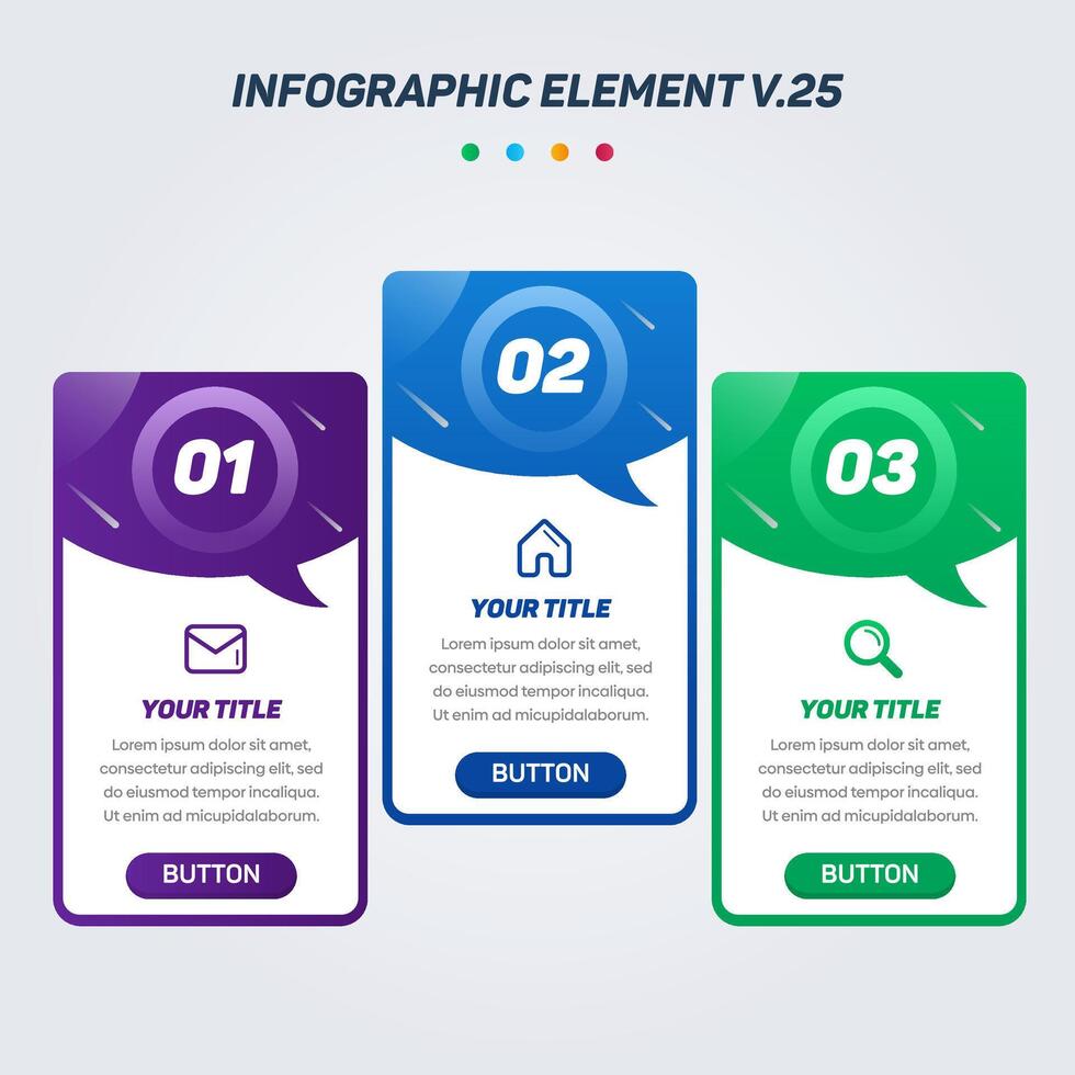 Colorful Infographic elements V.25. Can be used for steps, options, business processes, workflow, diagram, flowchart concept, timeline, marketing icons, Layout, banner, and etc. vector